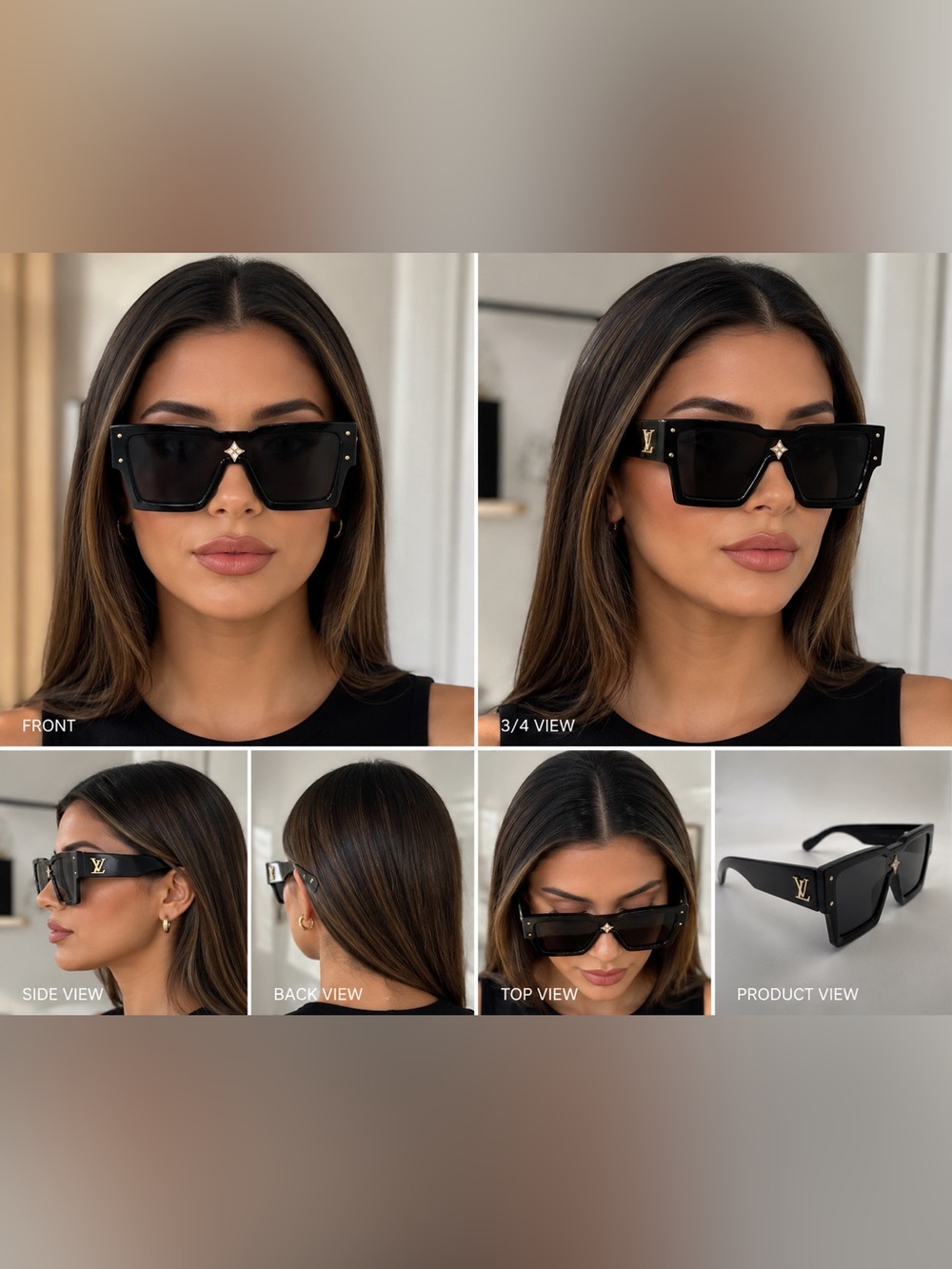 Louis Vuitton Black Shield Sunglasses with Gold Monogram Accent|No box|